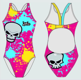 Maillot de bain une pièce bretelles larges Skull