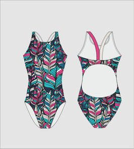 Maillot de bain une pièce bretelles larges Feuilles