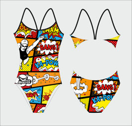 Maillot de bain une pièce bretelles fines BD natation