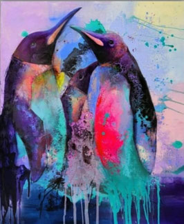Melting Pinguins Kunstdruck auf Leinwand, handsigniert und limitiert