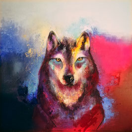 Wolf Kunstdruck auf Leinwand, handsigniert und limitiert