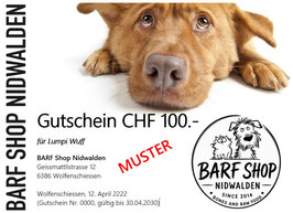 Gutschein für BARF Shop Nidwalden