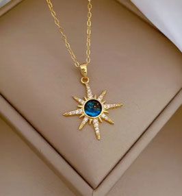 Collier Pendentif Nuit Etoilée Acier