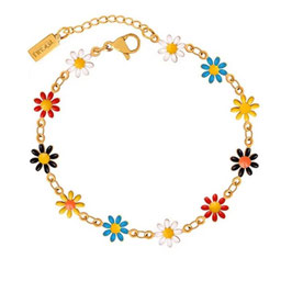 Bracelet Marguerites Multicolores Acier