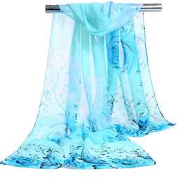 Foulard Bleu Fleuri