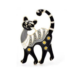 Broche Chat noir heureux