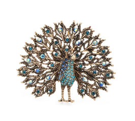 Broche ou Pendentif Paon Bleu
