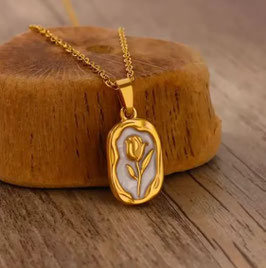 Collier Tulipe Acier Doré