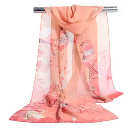 Foulard Abricot Motif Oiseaux