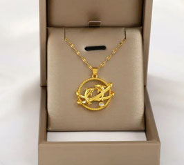 Collier Couple de Dauphins Dorés