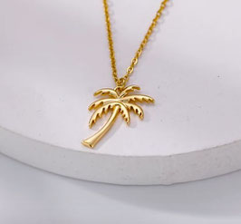 Collier Pendentif Palmier Doré