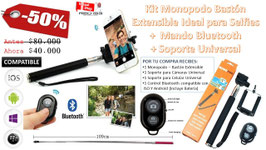 Monopod Baston Selfies + Mando Bluetooth Soporte Universal