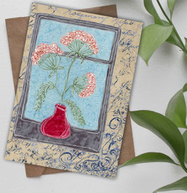 Postkarte / Klappkarte * Blumen am Fenster - Schafgarben