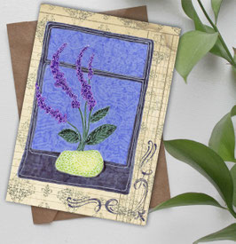 Postkarte / Klappkarte * Blumen am Fenster - Salbei