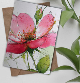 Postkarte / Klappkarte * Wildrose