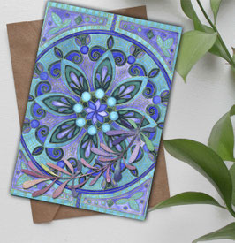 Postkarte / Klappkarte * Mandala mit Zweig