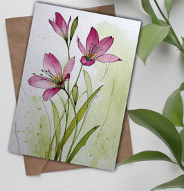 Postkarte / Klappkarte * Rosa Blüten