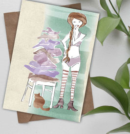 Postkarte / Klappkarte * Lisa - was soll ich anziehen?