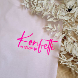 Damen-Shirt ★Konfetti im Herzen★ Print Neonpink - Bio und Vegan