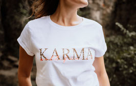 Damen-Shirt ★Karma will fix it★ Print Leo / Neonpink - Bio und Vegan
