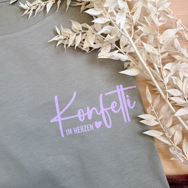 Damen-Shirt ★Konfetti im Herzen★ Print Flieder - Bio und Vegan