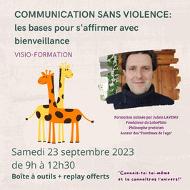 Visio-formation: "Communication Sans Violence: les bases pour s'affirmer avec bienveillance" du samedi 23 septembre 2023 OFFRE SPECIALE
