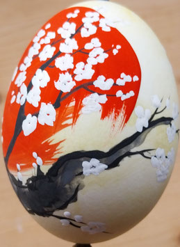 25/26 JM7 JAPANMALEREI "BLUTROTE SONNE UND KIRSCHBLÜTEN"
