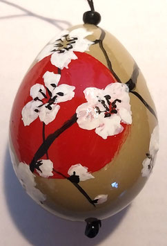 JM 17 JAPANISCHE MALEREI "ROTE SONNE MIT KIRSCHBLÜTEN"