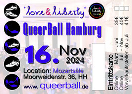 Eintrittskarte für den QueerBall Hamburg 16.11.2024