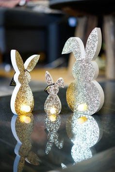 Glitterhase gold mit LED