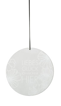 Glaspoesie hängend "Liebes Glück"
