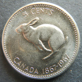 Kanada 5 Cents 1967 - Hase