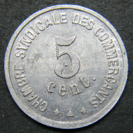 Perpignan Chambre Syndicale des Commercants 5 Centimes 1921