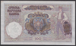SERBIA GERMAN OCCUPATION WWII 100 DINARA  UNC
