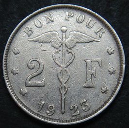 Belgien Bon pour 2 Francs 1923