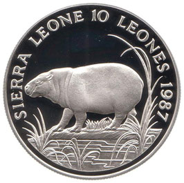 Sierra Leone 10 Leones 1987 Zwergflusspferd