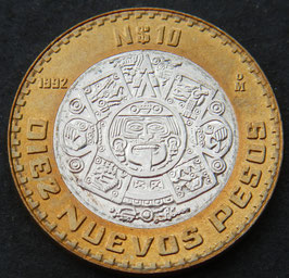 Mexiko 10 Nuevos Pesos 1992 - SILVER