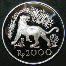 Indonesien 2000 Rupiah 1974 PP Javanischer Tiger