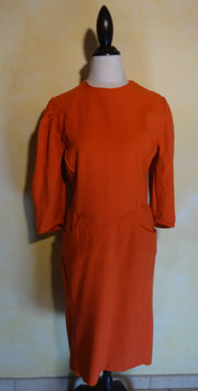 Robe orange laine 60's T.38