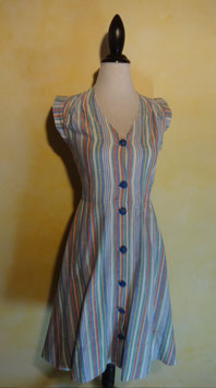 Robe rayée lin 50's T.36