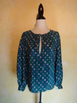 Blouse soie fleurie 70's T.36