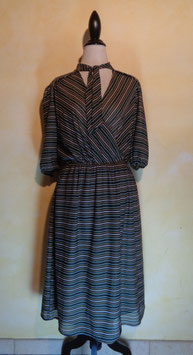 Robe lavallière rayée 70's T.40