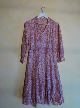 Robe soie rose 70's T.36
