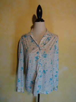 Chemisier fleurs bleues 70's T.36