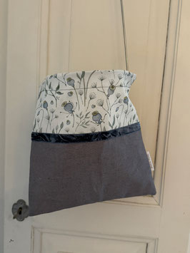 Wäscheklammersack graublau-weiss mit Mohnkapselmuster