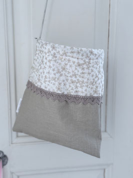 Wäscheklammersack Sand-weiss mit beigen Blümchen