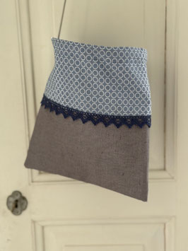 Wäscheklammersack graublau-blau mit weissen Ringen