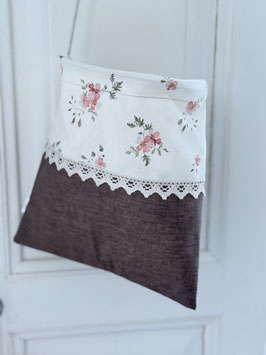 Wäscheklammersack braun-beige mit zarten Blumenmuster