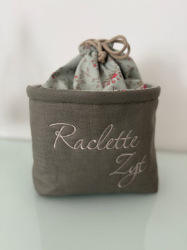 Gschwelltichörbli taube-Enteneiblau mit Blumenmuster