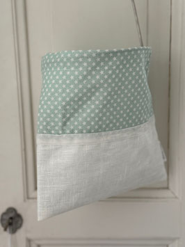 Wäscheklammersack weiss-pastellmint mit kleinen Sternen